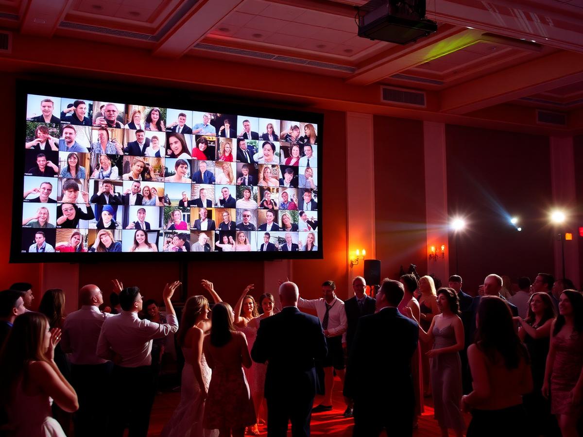 Live guest photo wall on a projector at an event
